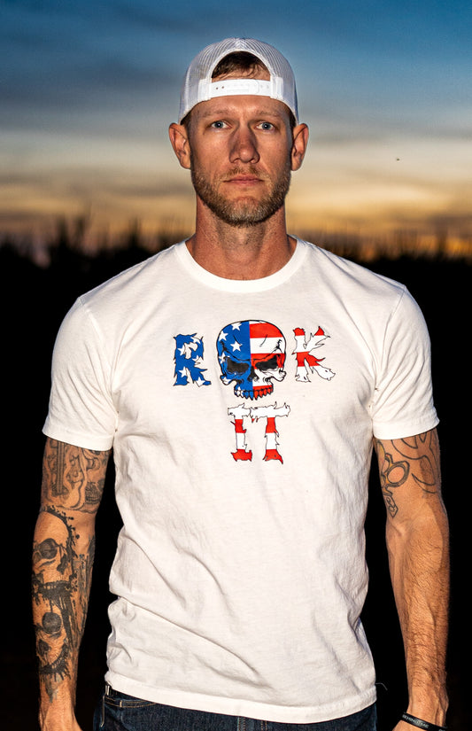 Mens ROK IT Black & White w/ American Flag