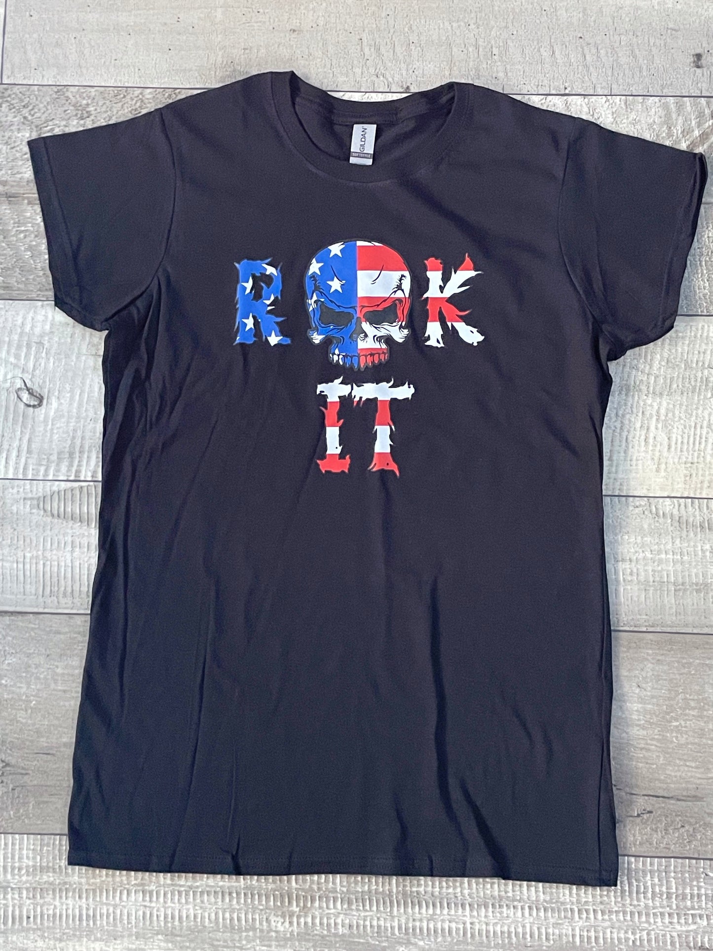 Mens ROK IT Black & White w/ American Flag